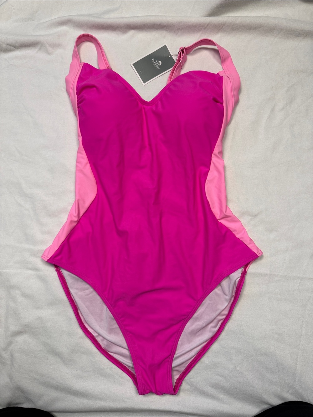 Colorblock  Fuchsia & Light Pink One-Piece Swimsuit lace up back chest support